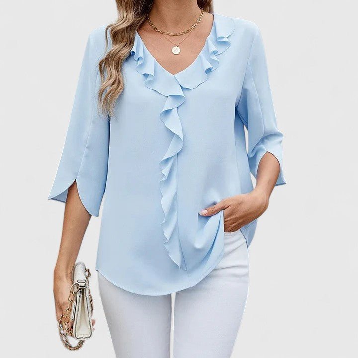 Charlotte | Women's Ruffle V-Neck Half-Sleeve Chiffon Blouse 1