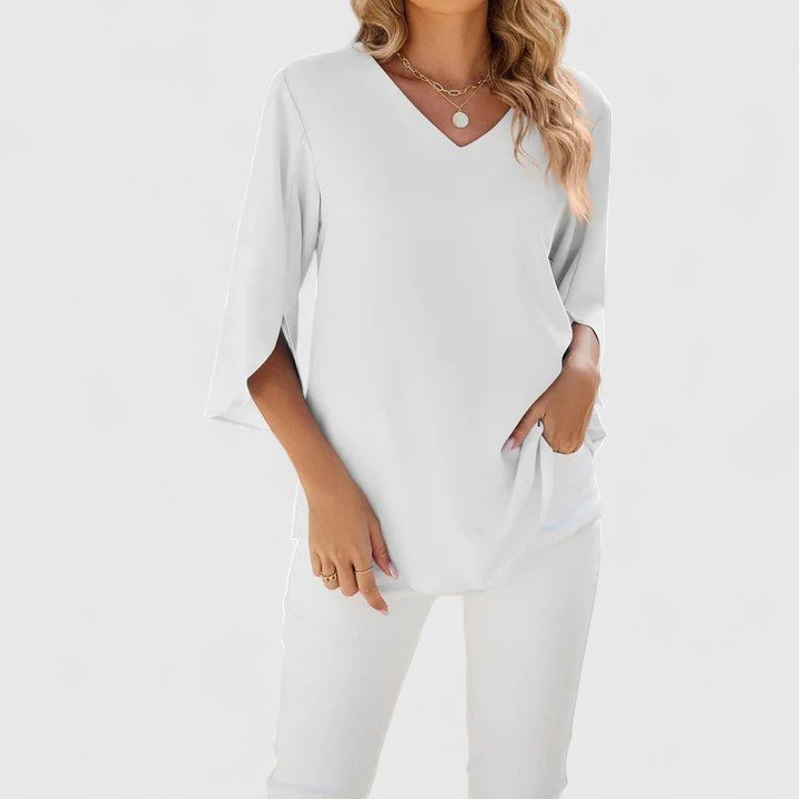 Charlotte | Women's Ruffle V-Neck Half-Sleeve Chiffon Blouse 10