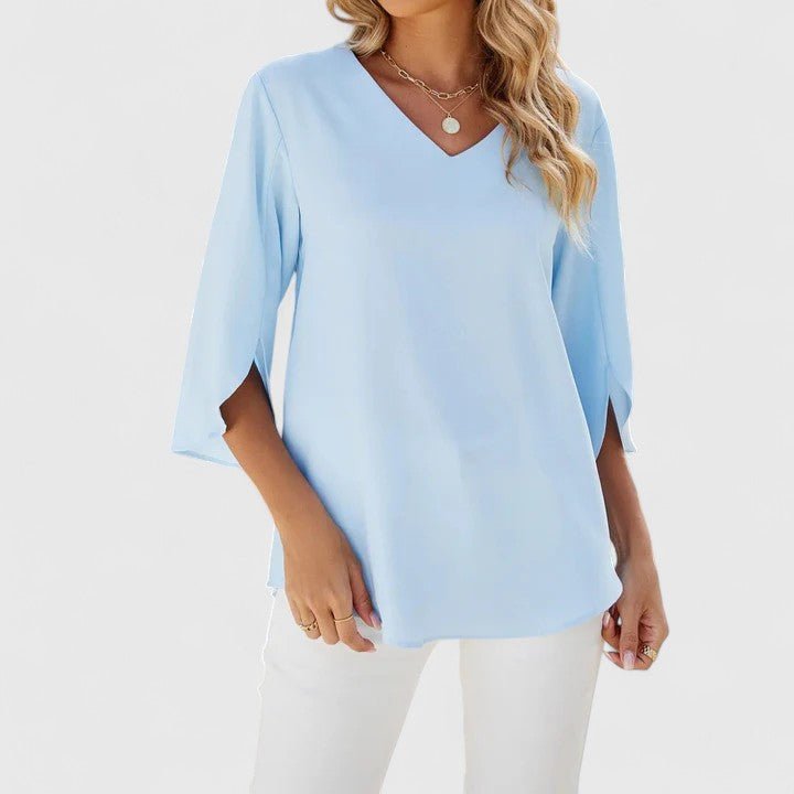 Charlotte | Women's Ruffle V-Neck Half-Sleeve Chiffon Blouse 2