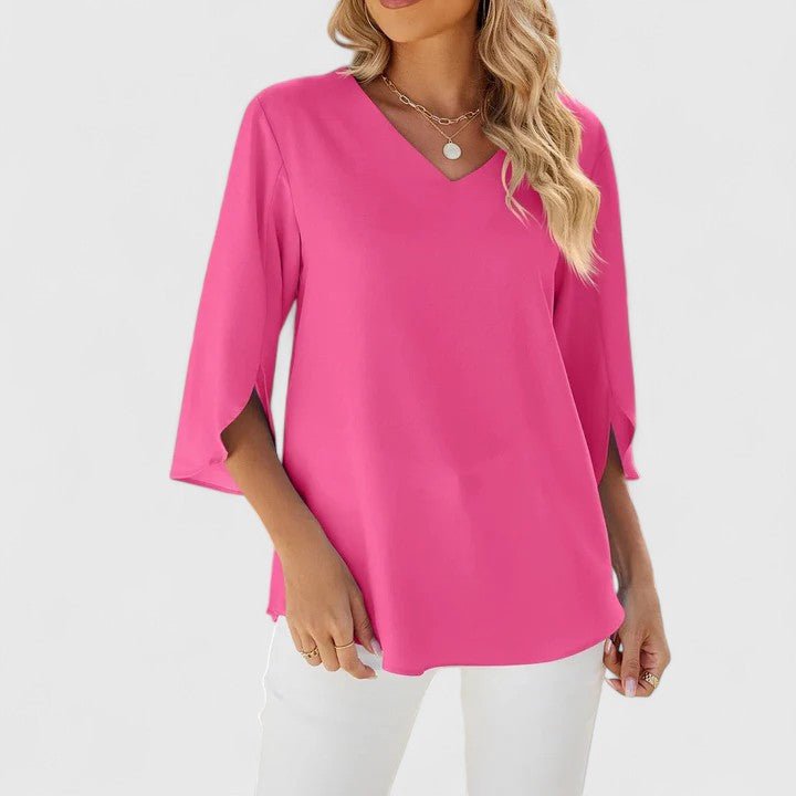 Charlotte | Women's Ruffle V-Neck Half-Sleeve Chiffon Blouse 3