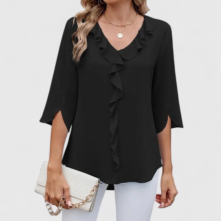 Charlotte | Women's Ruffle V-Neck Half-Sleeve Chiffon Blouse 4