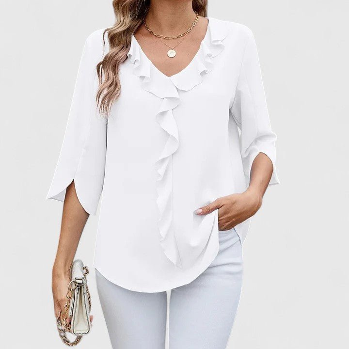 Charlotte | Women's Ruffle V-Neck Half-Sleeve Chiffon Blouse 5