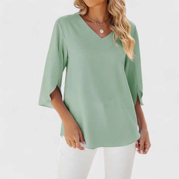 Charlotte | Women's Ruffle V-Neck Half-Sleeve Chiffon Blouse 7
