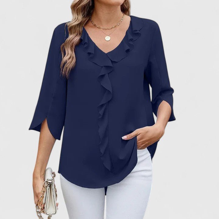 Charlotte | Women's Ruffle V-Neck Half-Sleeve Chiffon Blouse 8