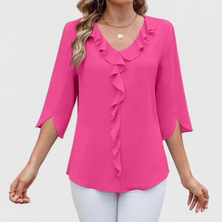 Charlotte | Women's Ruffle V-Neck Half-Sleeve Chiffon Blouse 9