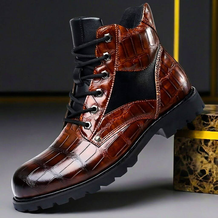 Chase Embossed Leather Boots 0