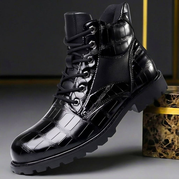 Chase Embossed Leather Boots 1