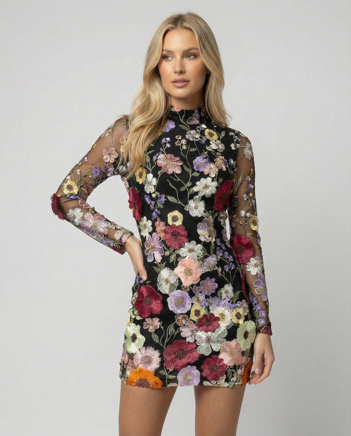 Clara | Elegant Floral Embroidered Mini Dress for Special Occasions 2