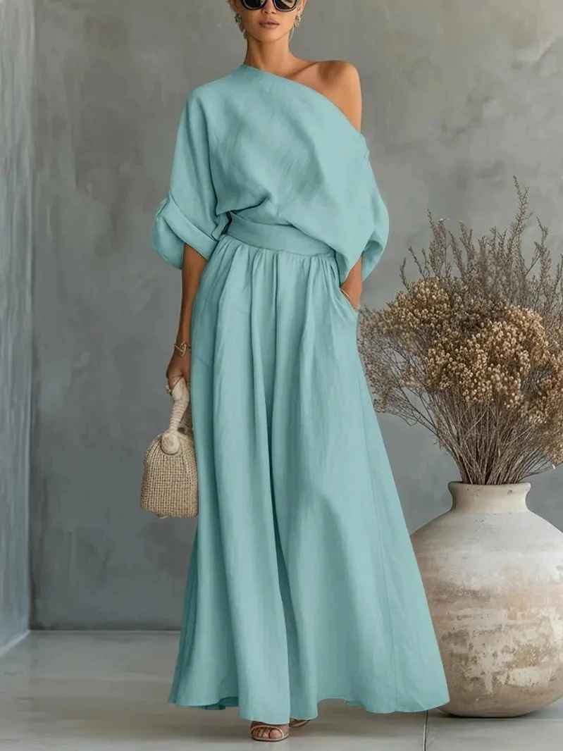 Clara | Elegant Off-the-Shoulder Women's Set – Comfortable Two Piece Loungewear 4