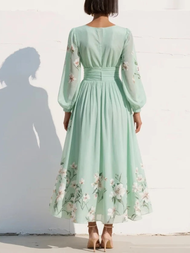 Clementina | Elegant Floral V-Neck Midi Dress for Women - Perfect Wedding Guest Dress & Summer Style 1