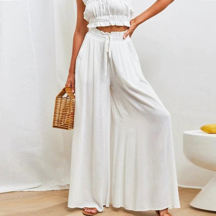 Clementine | Elegant High Waisted Wide Leg Pants for Women - Lightweight & Comfortable Palazzo Style 1