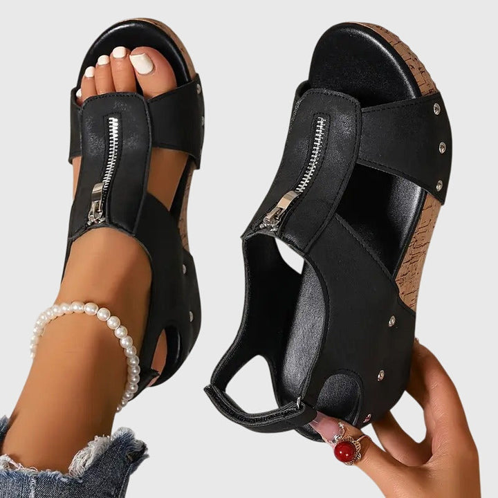 Cora | Stylish, Comfortable Women's Orthopedic Sandals with Zipper Detail 0