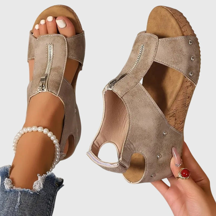 Cora | Stylish, Comfortable Women's Orthopedic Sandals with Zipper Detail 1