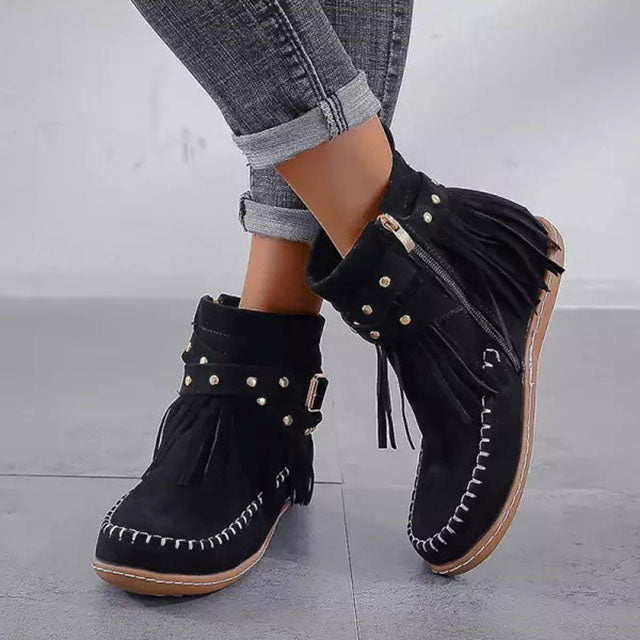 Cynthia | Bohemian Black Ankle Boots – Stylish & Comfortable Booties for Women 1