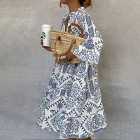 Bethany | Effortless Patterned Long Sleeve Mini Dress