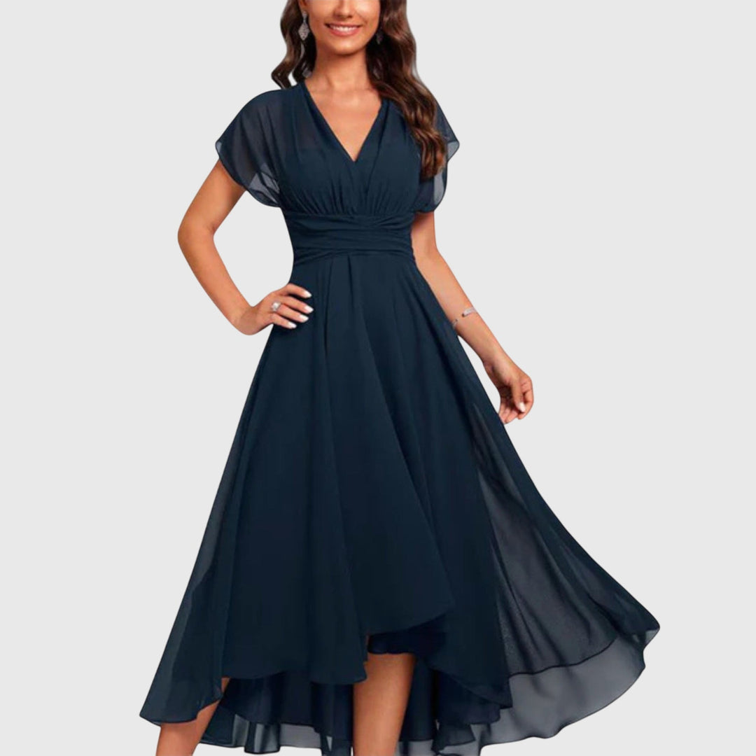 Dahlia | Elegant, Versatile &amp; Flattering Women’s V-Neck Wrap Midi Dress 0