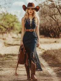 Ivy | Elegant And Trendy Lace V-Neck Midi Dress