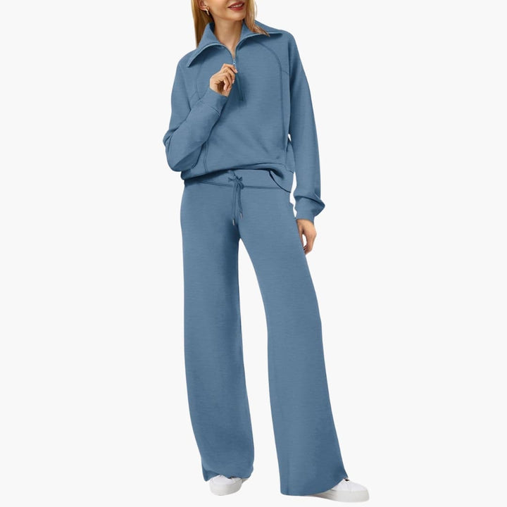 Daphne | Comfortable Women's Loungewear Set – Stylish Half Zip Top & Wide Leg Pants 19
