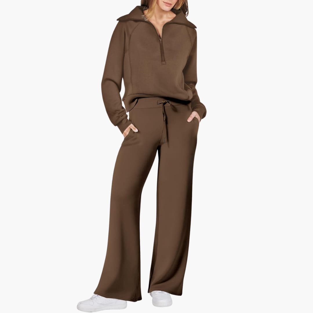 Daphne | Comfortable Women's Loungewear Set – Stylish Half Zip Top & Wide Leg Pants 21