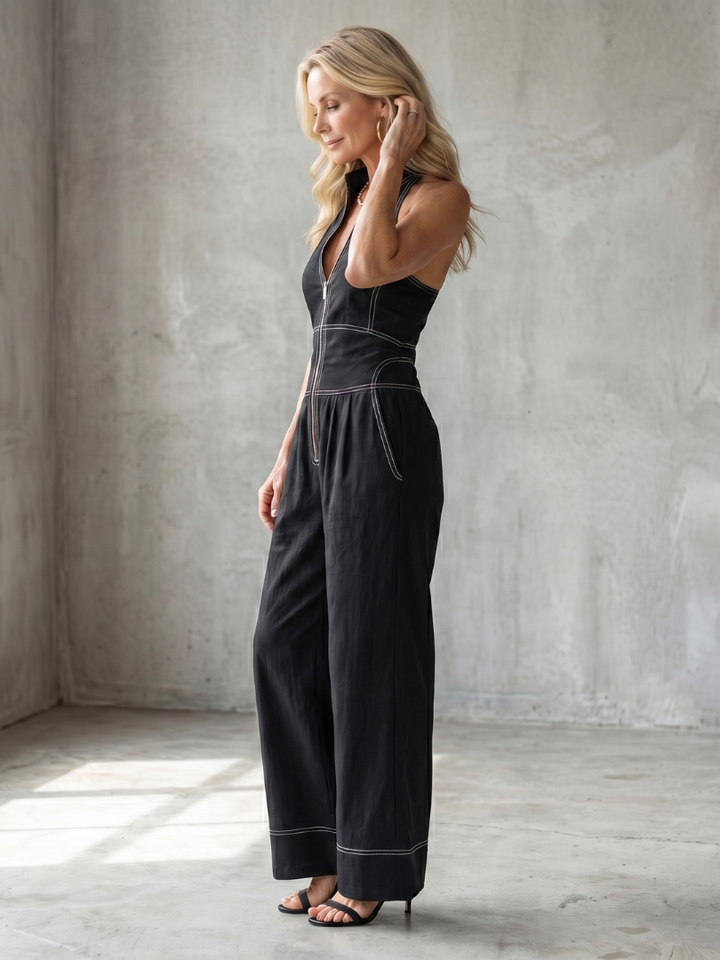 Dara | Elegant Black Jumpsuit for Women – Lightweight, Stylish & Comfortable Wide Leg Design 1