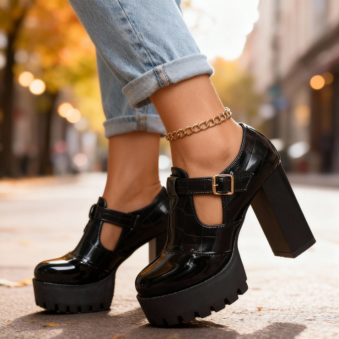 Delancey | Black Pumps Black Platform Heels Vintage Mary Jane Style 5