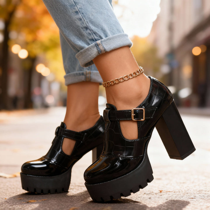 Delancey | Black Pumps Black Platform Heels Vintage Mary Jane Style 5