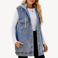 Megan | Lässige und bequeme Jeans-Weste mit Kapuze