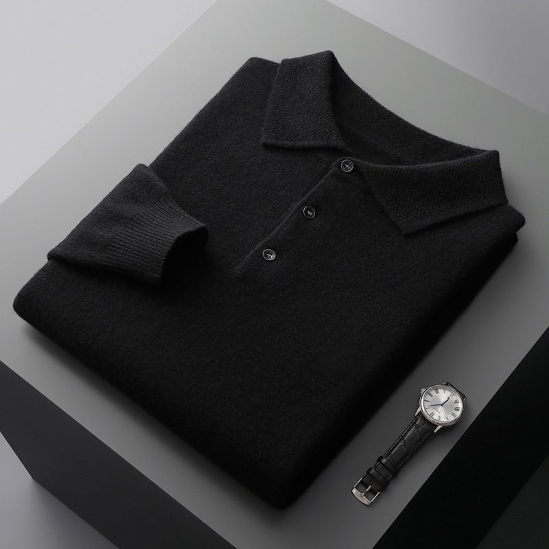 Edward | Men's Knit Cotton Long Sleeve Three-Button Polo Jumper 4