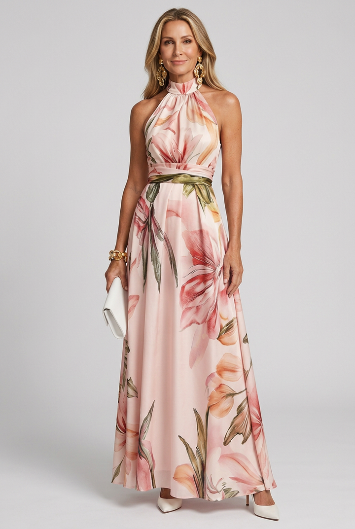 Arabella | Floral Halter Flowing Maxi Dress