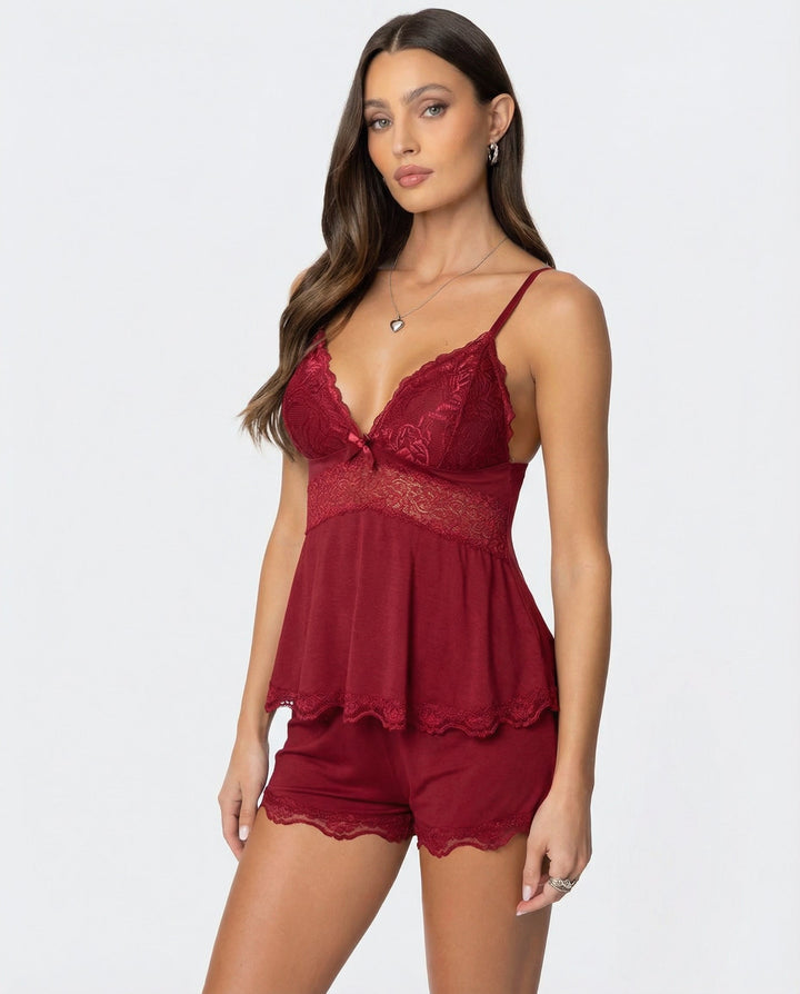 Elara | Women's Loungewear Sets Lace Camisole and Shorts Elegant Relaxed Fit 8