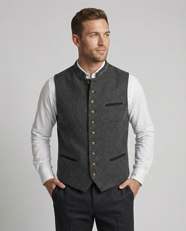 Eldric | Elegant, Slim-Fit Gray Traditional Vest for Men 0