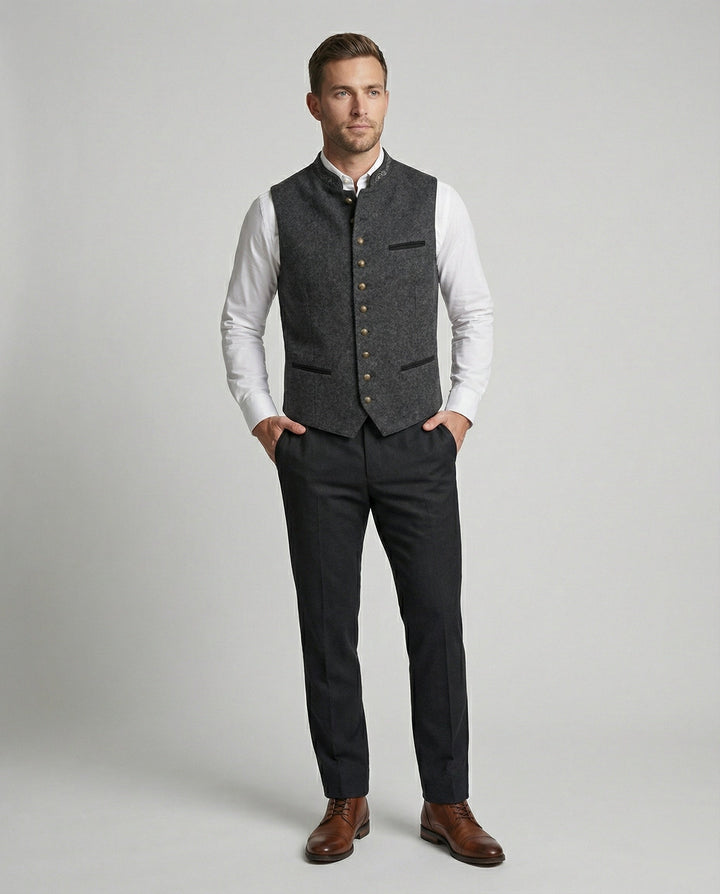 Eldric | Elegant, Slim-Fit Gray Traditional Vest for Men 1
