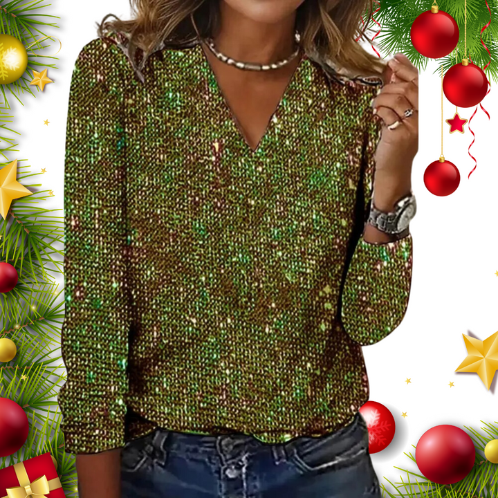 Elena | Glamorous women's glitter top with V-neck 1
