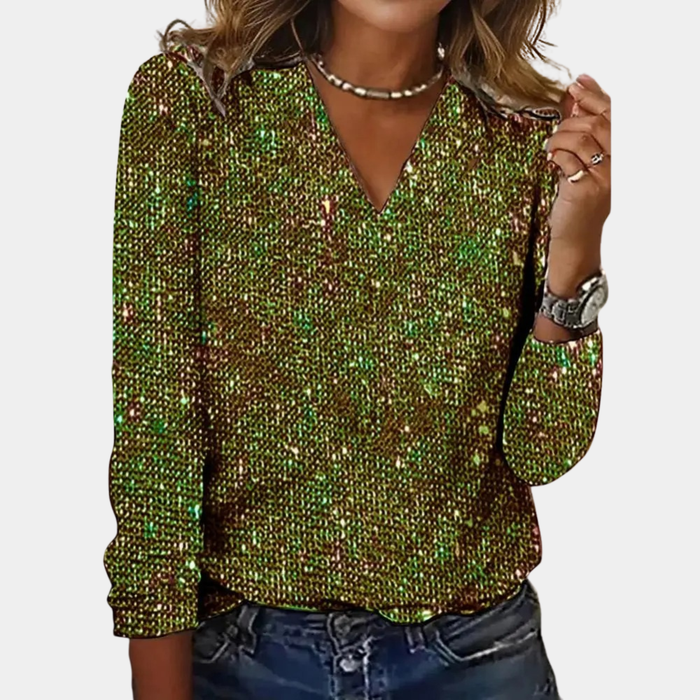 Elena | Glamorous women's glitter top with V-neck 4