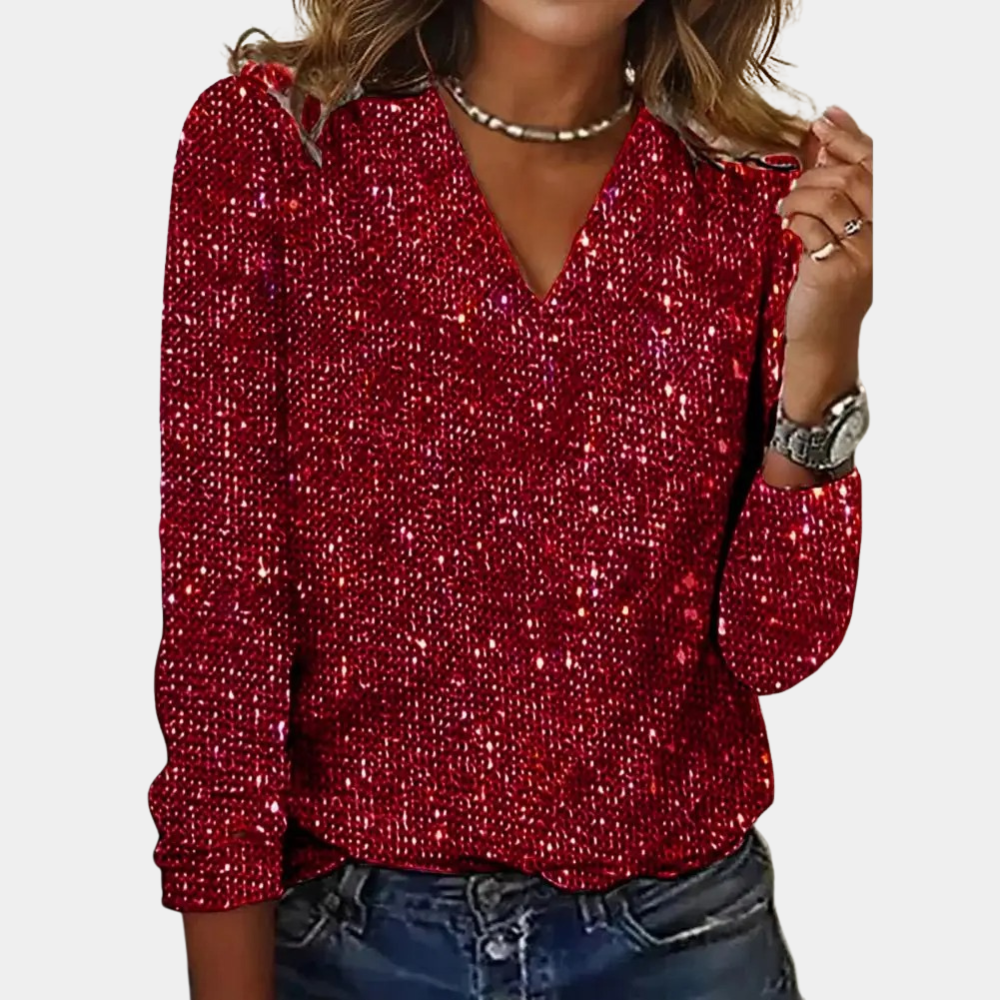 Elena | Glamorous women's glitter top with V-neck 5