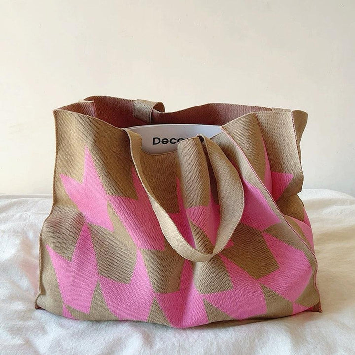 Elijah | Oversized Graphic Knit Canvas Tote Bag One Size 0