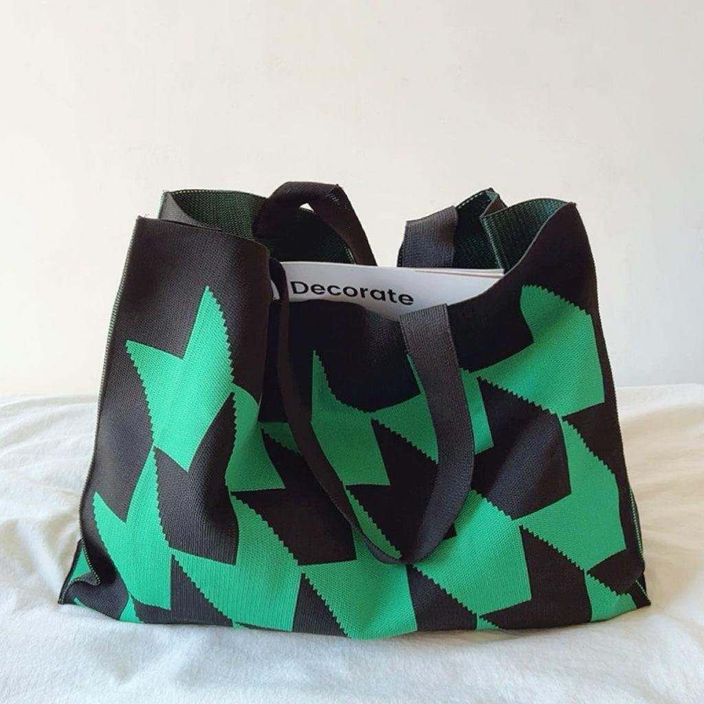 Elijah | Oversized Graphic Knit Canvas Tote Bag One Size 1