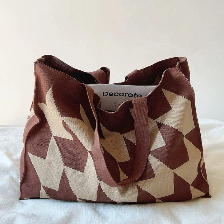Elijah | Oversized Graphic Knit Canvas Tote Bag One Size 2