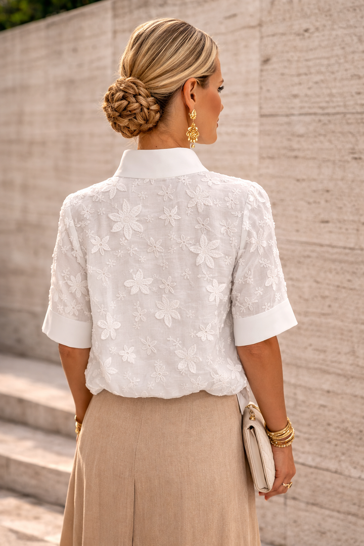 Elina | White Blouse Elegant Embroidery Soft Regular Fit 1