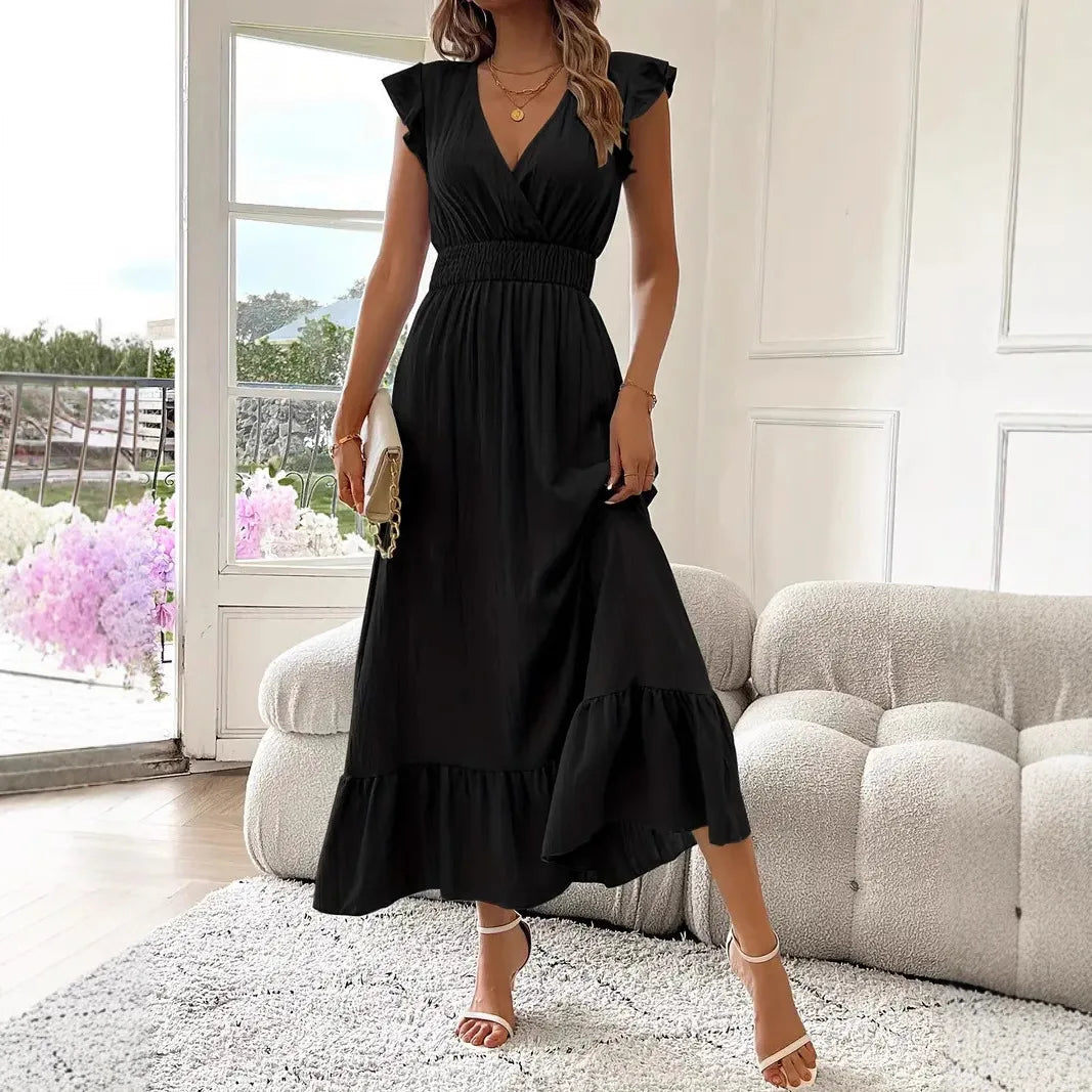 Elira | Elegant Floral Maxi Dress for Women – Flattering V-Neck &amp; Ruffle Details 1