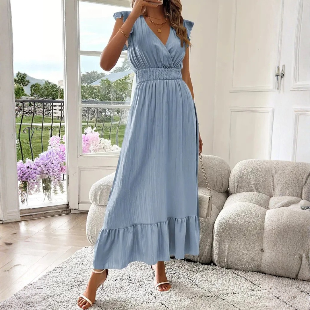 Elira | Elegant Floral Maxi Dress for Women – Flattering V-Neck &amp; Ruffle Details 12