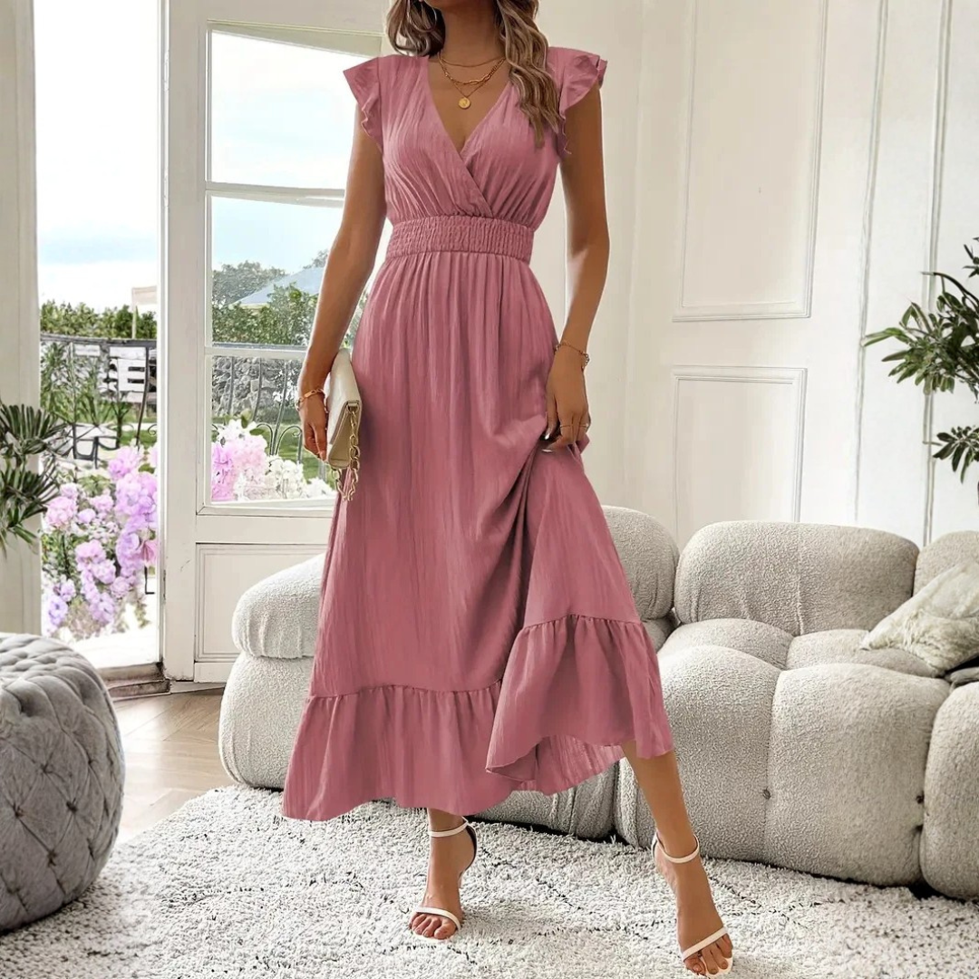 Elira | Elegant Floral Maxi Dress for Women – Flattering V-Neck &amp; Ruffle Details 13