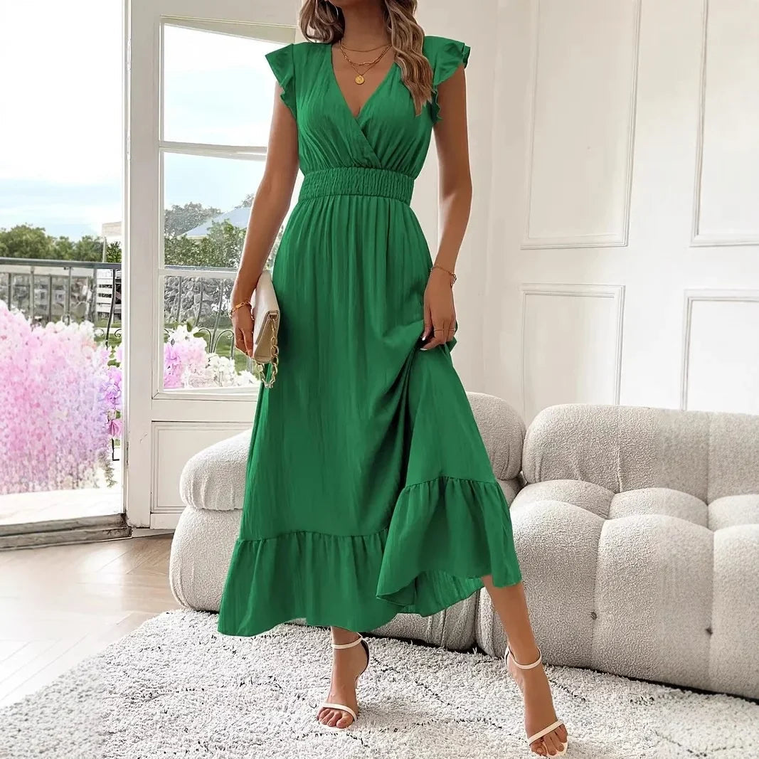 Elira | Elegant Floral Maxi Dress for Women – Flattering V-Neck &amp; Ruffle Details 3