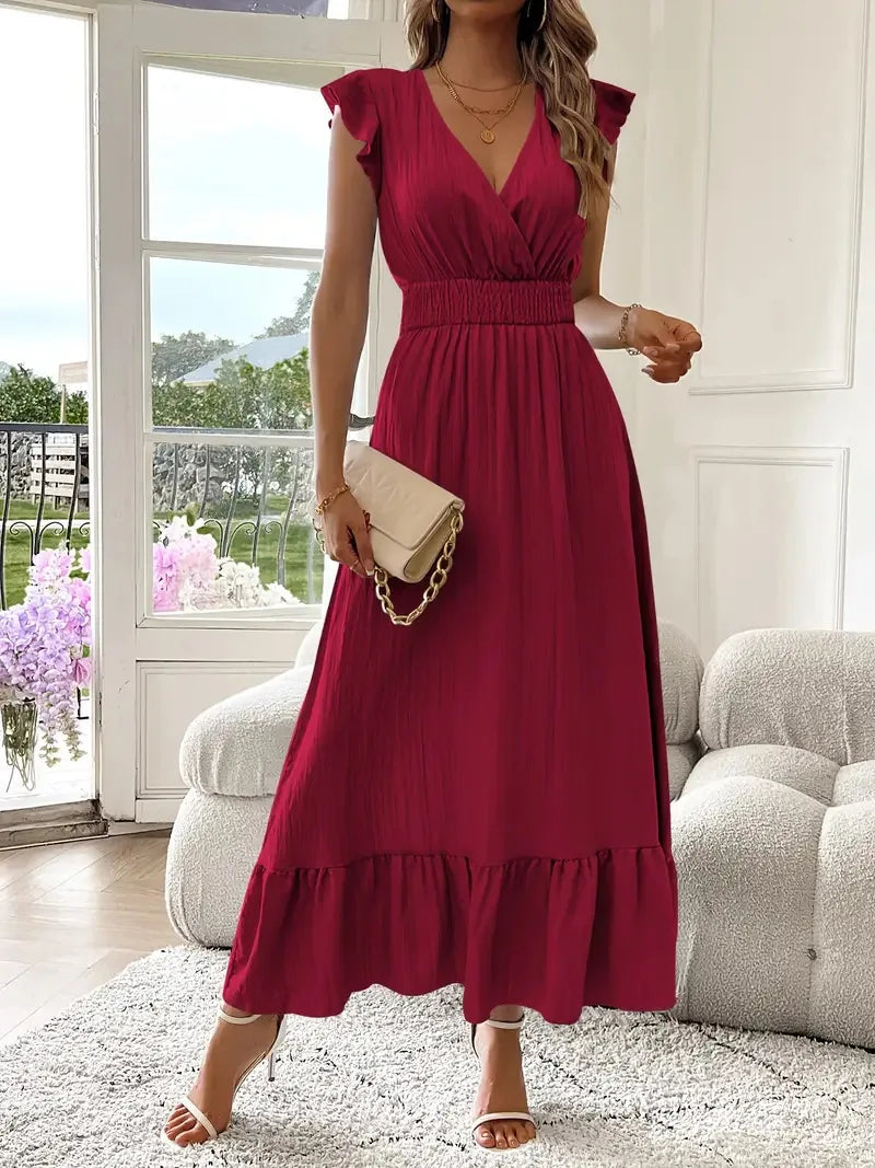 Elira | Elegant Floral Maxi Dress for Women – Flattering V-Neck &amp; Ruffle Details 5