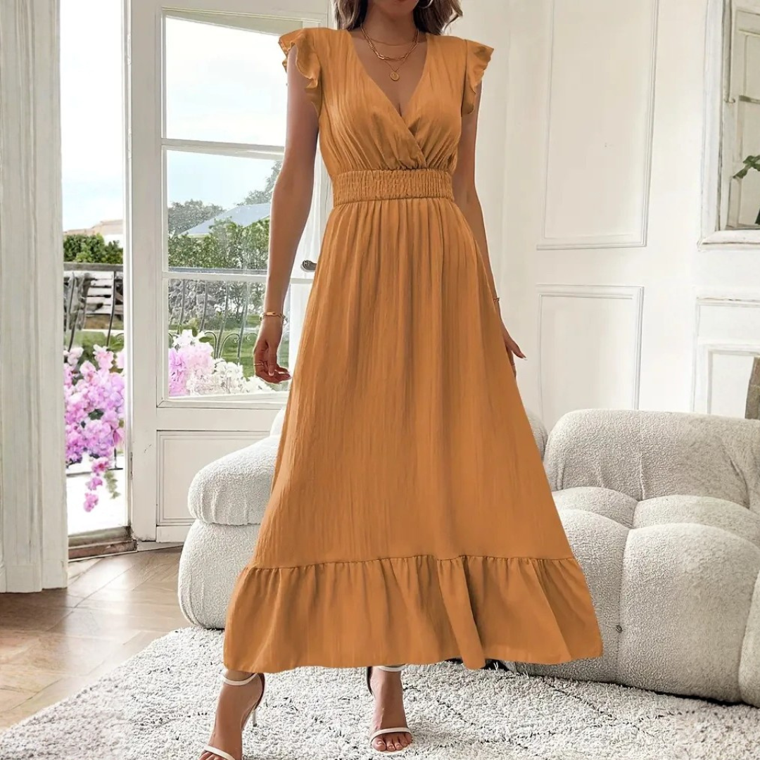 Elira | Elegant Floral Maxi Dress for Women – Flattering V-Neck &amp; Ruffle Details 8