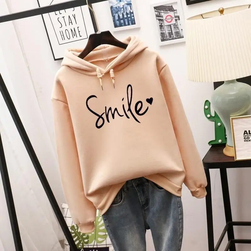 Ella | Cozy women's smile hoodie with statement print 0