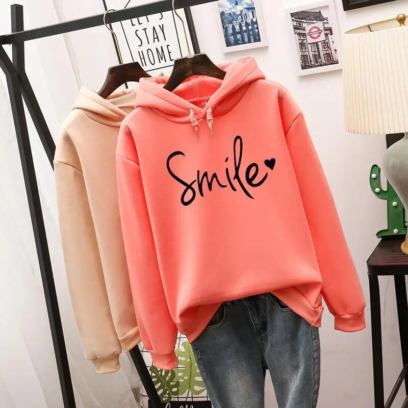 Ella | Cozy women's smile hoodie with statement print 2