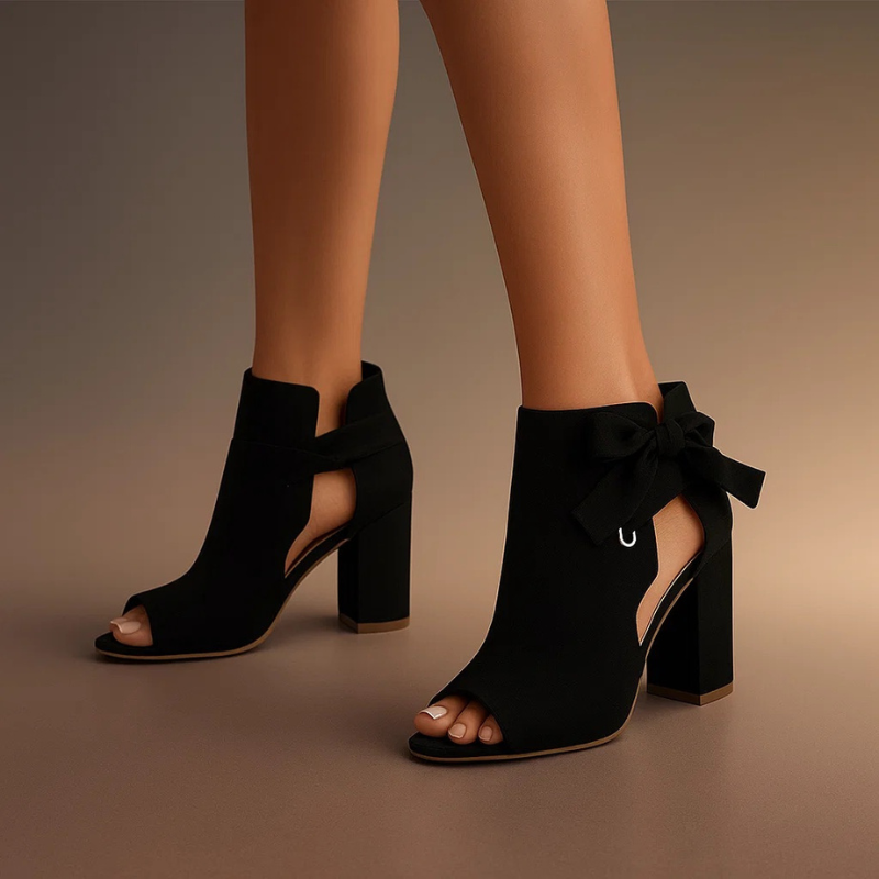 Elysia | Black Pumps Women's Peep Toe Elegant Block Heel Comfort 3