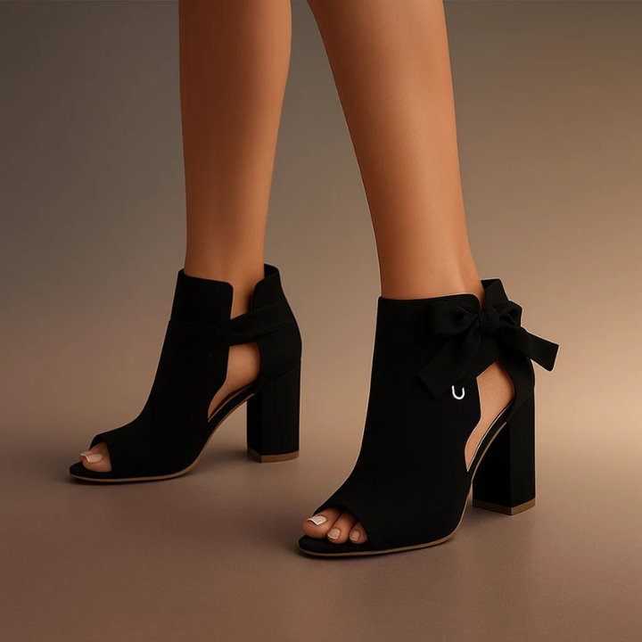 Elysia | Black Pumps Women's Peep Toe Elegant Block Heel Comfort 3