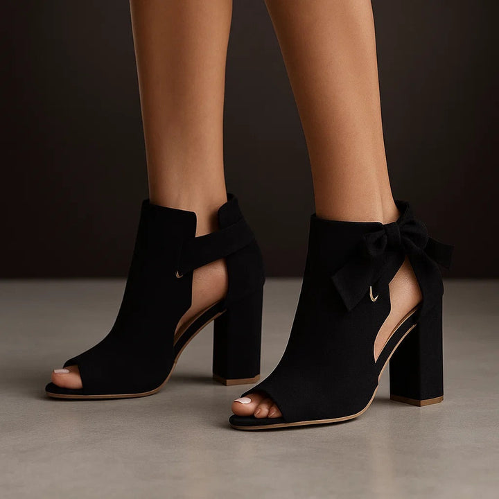 Elysia | Black Pumps Women's Peep Toe Elegant Block Heel Comfort 5